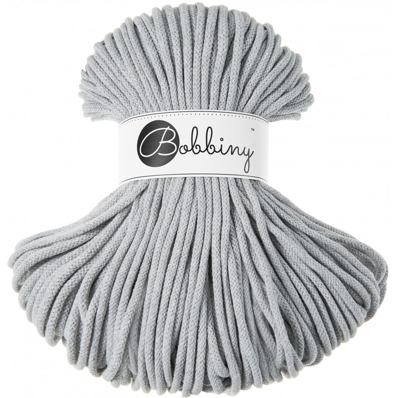 Grey macrame cotton cord 5mm 100m Bobbiny