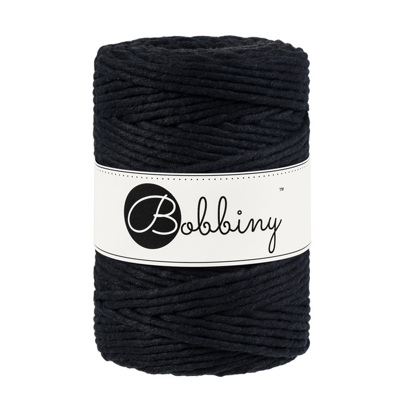 Black macrame cotton cord 5mm 100m Bobbiny