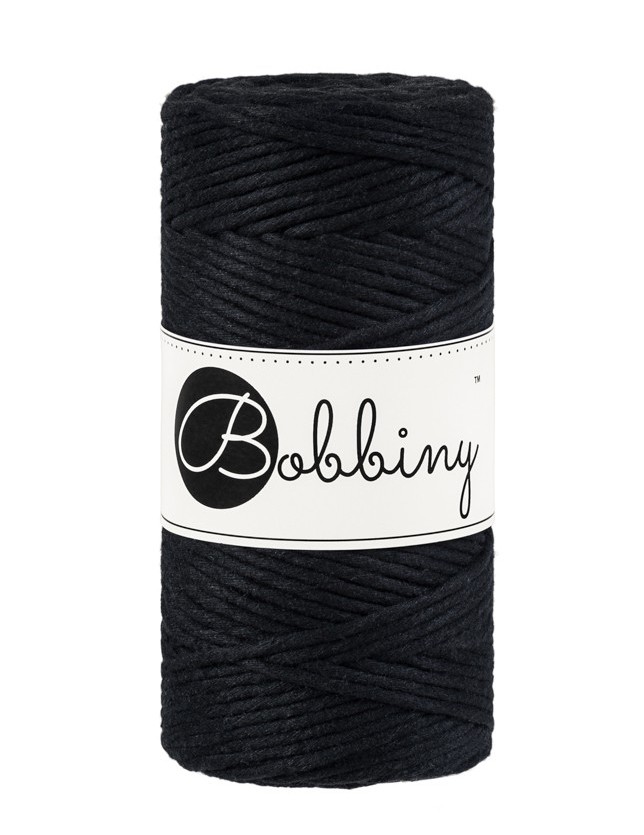 Czarny macrame cotton cord 3mm 100m Bobbiny
