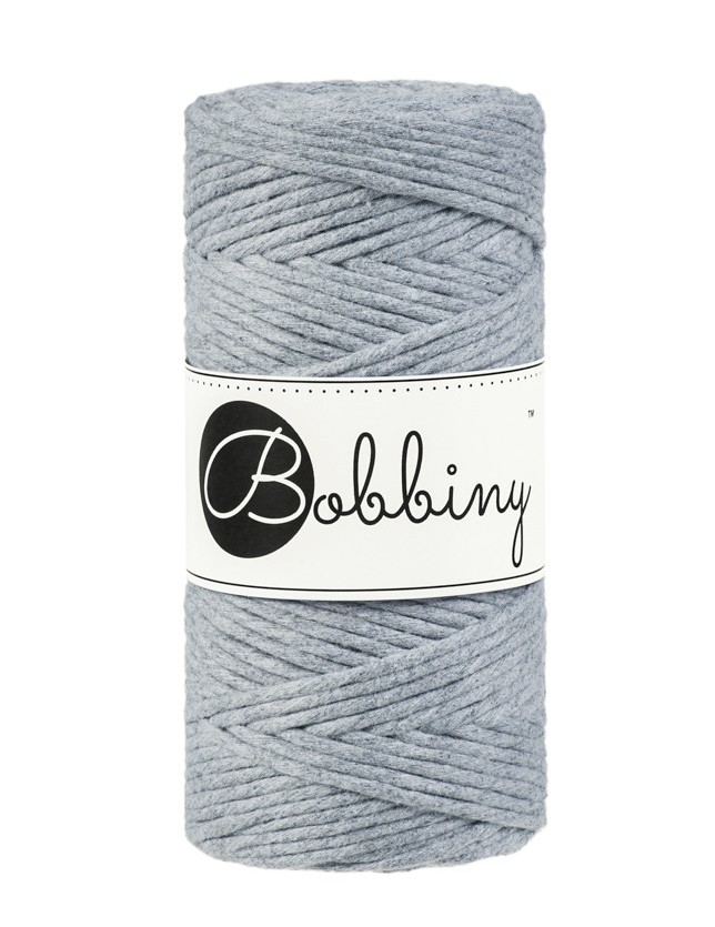 Srebrny macrame cotton cord 3mm 100m Bobbiny