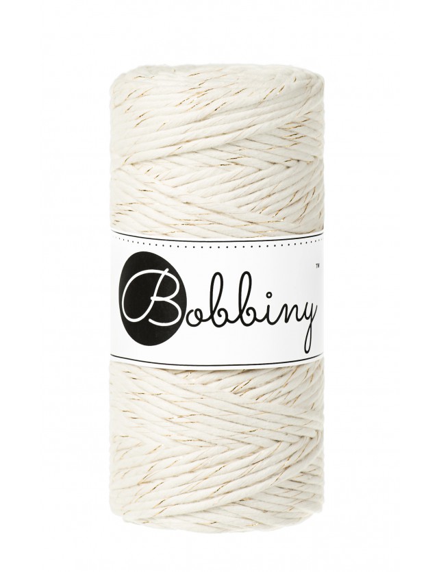Naturalne złoto macrame cotton cord 3mm 100m Bobbiny