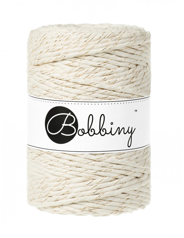 Golden natural macrame cotton cord 5mm 100m Bobbiny