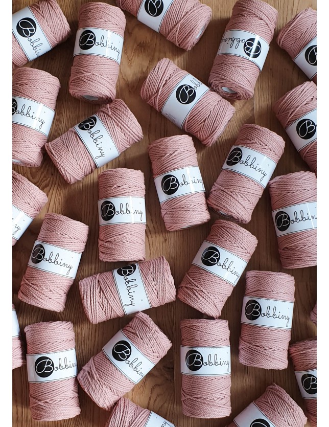 Różowe Złoto sznurek do makramy 3ply 3mm 100m Bobbiny