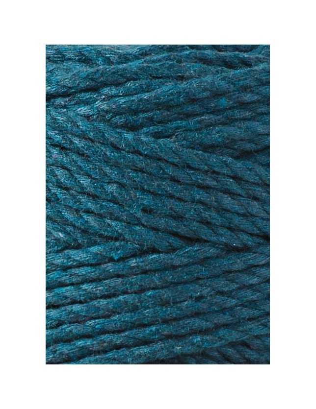 Peacock Blue 3ply macrame cotton rope 3mm 100m Bobbiny