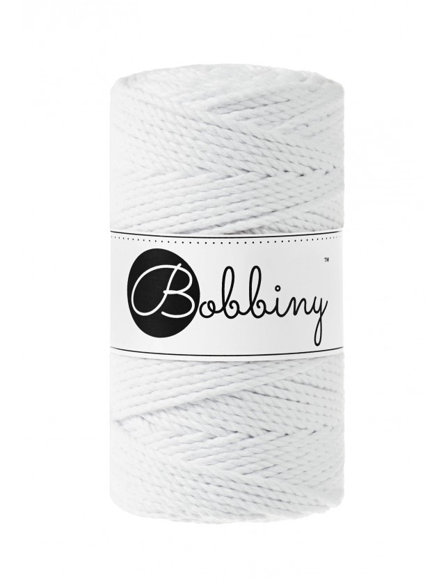 Biały sznurek do makramy 3ply 3mm 100m Bobbiny