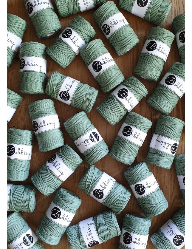 Eucalyptus Green Makramee-Schnur 3ply 3 mm 100m Bobbiny