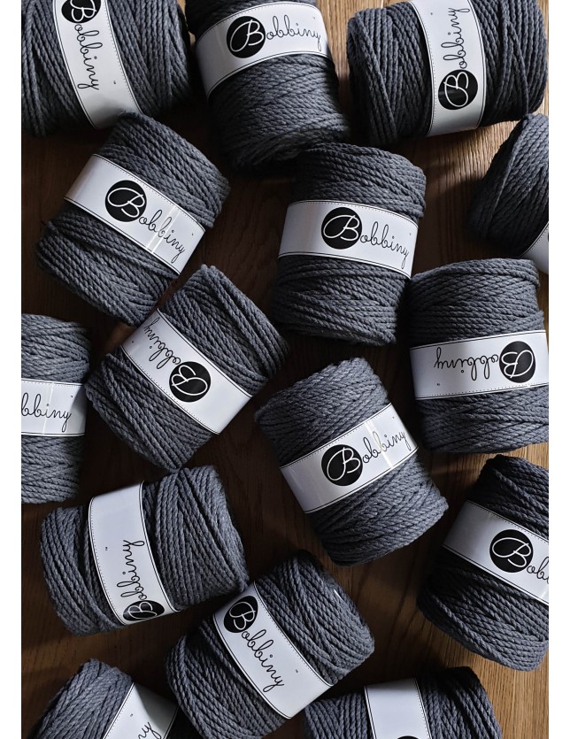Grafitowy sznurek do makramy 3ply 5mm 100m Bobbiny