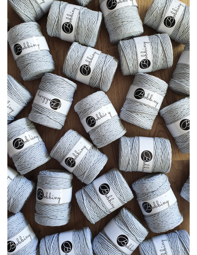 Light Grey macrame cotton cord 5mm 100m Bobbiny