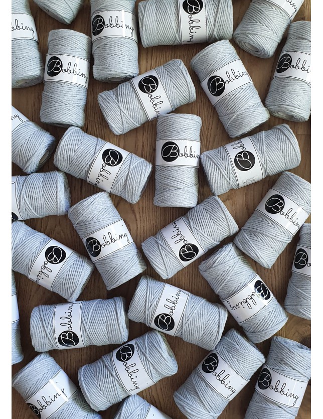 Light Grey macrame cotton cord 3mm 100m Bobbiny