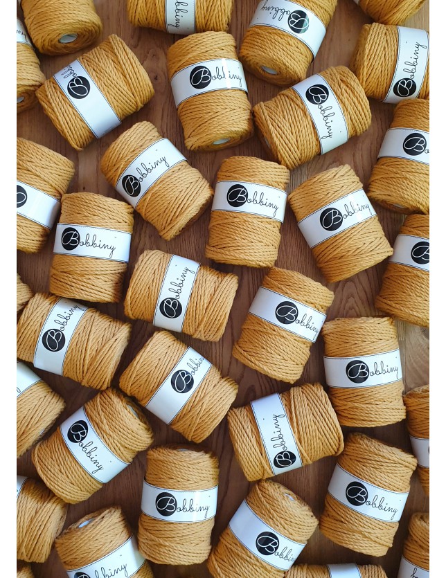 Musztardowy sznurek do makramy 3ply 5mm 100m Bobbiny