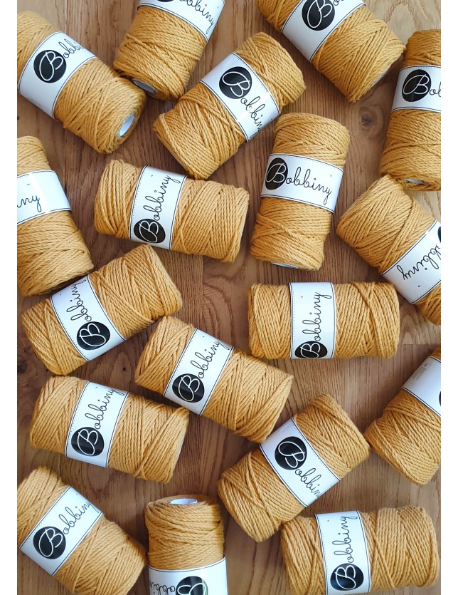 Mustard Makramee-Schnur 3ply 3 mm 100m Bobbiny