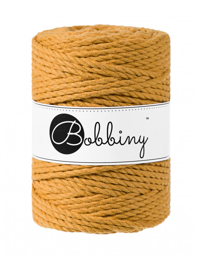 Mustard 3ply macrame cotton rope 5mm 100m Bobbiny