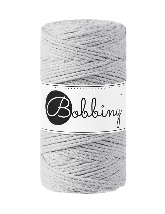 Light Grey Makramee-Schnur 3ply 3 mm 100m Bobbiny