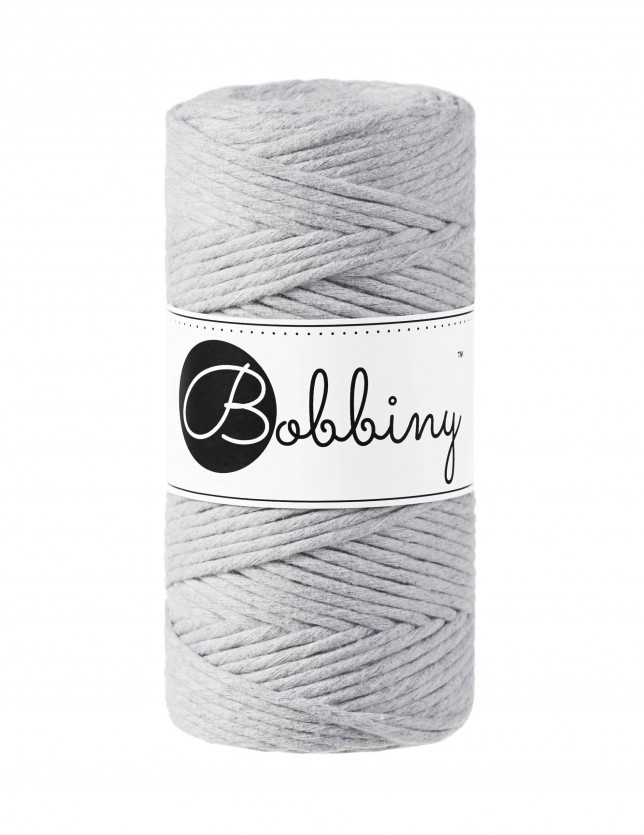 Light Grey macrame cotton cord 3mm 100m Bobbiny
