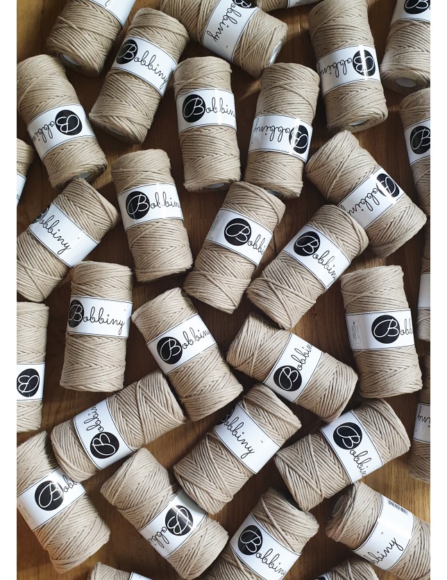 Sand macrame cotton cord 3mm 100m Bobbiny