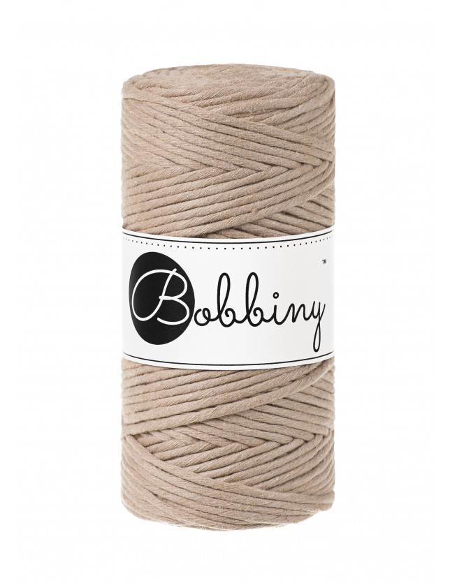 Sand macrame cotton cord 3mm 100m Bobbiny