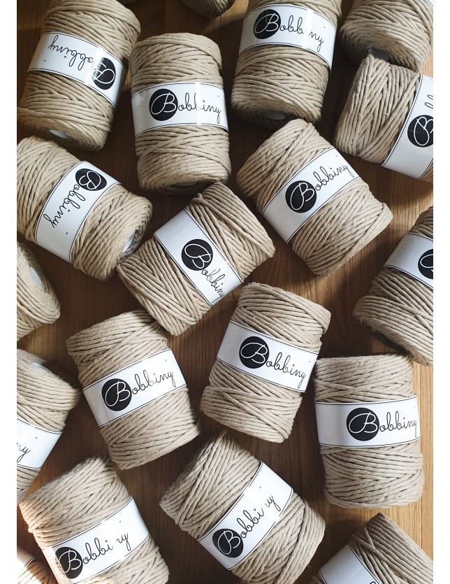 Sand macrame cotton cord 5mm 100m Bobbiny
