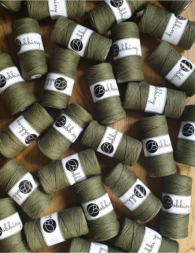 Avocado macrame cotton cord 3mm 100m Bobbiny