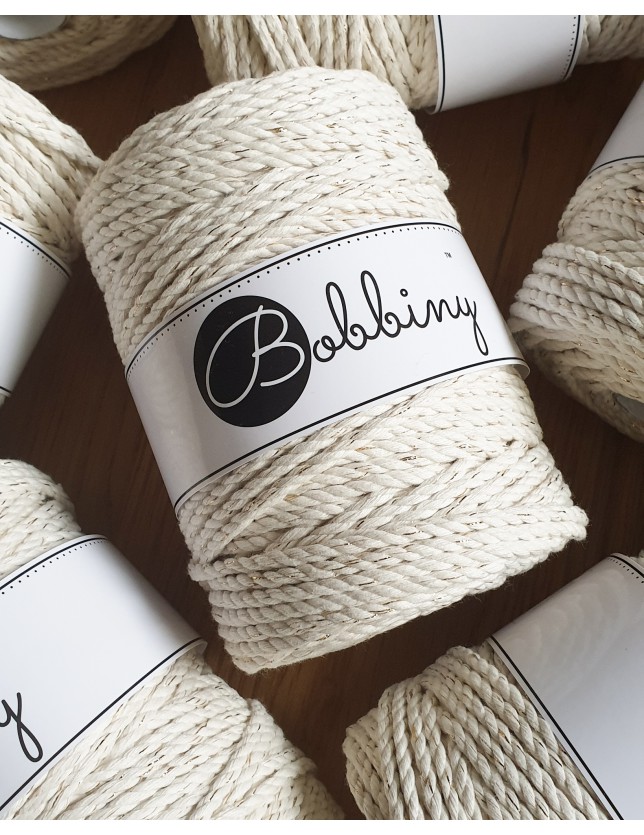 Golden Natural Makramee-Schnur 3ply 5 mm 100m Bobbiny