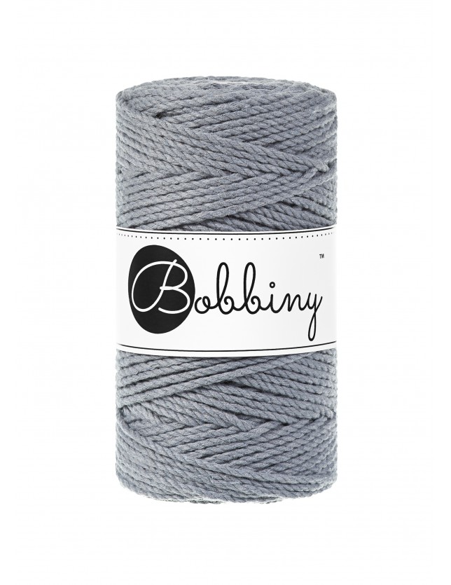 Steel 3ply macrame cotton rope 3mm 100m Bobbiny