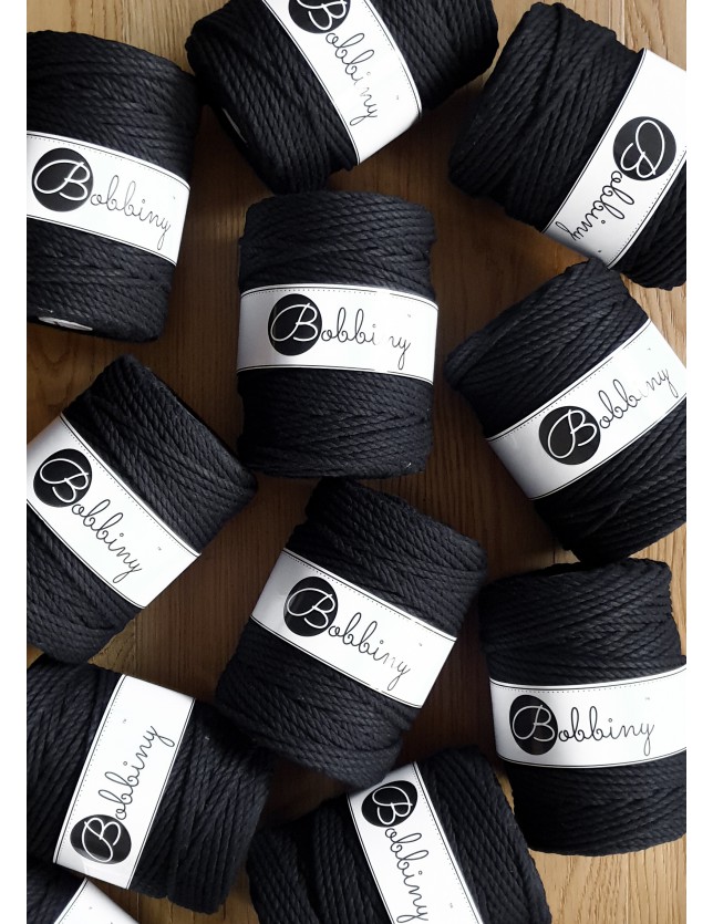 Black Makramee-Schnur 3ply 5 mm 100m Bobbiny