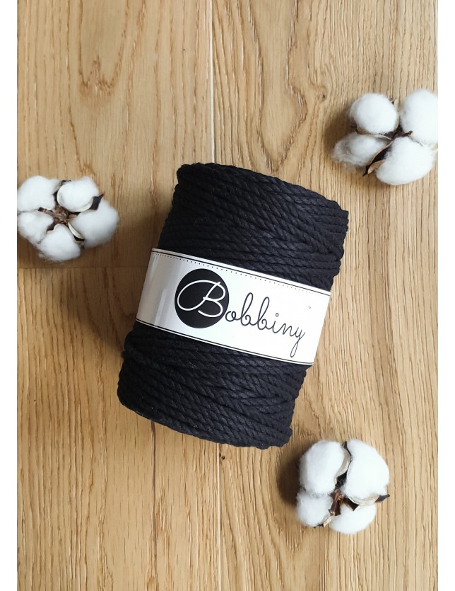 Black Makramee-Schnur 3ply 5 mm 100m Bobbiny