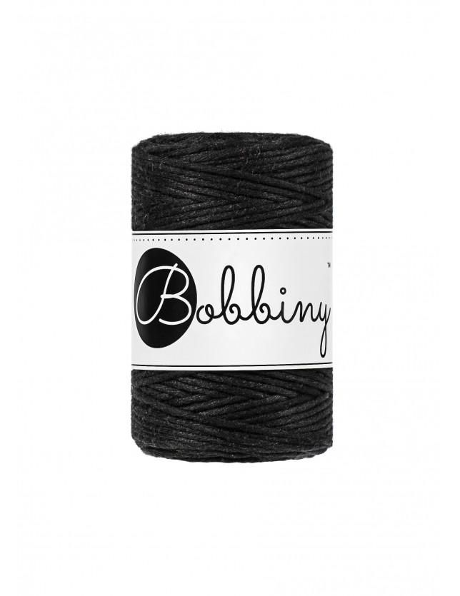 Black Makramee-Kordel 1.5mm 100m Bobbiny