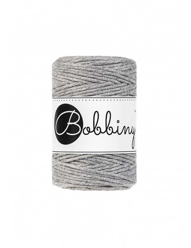 Silver macrame cotton cord 1.5mm 100m Bobbiny
