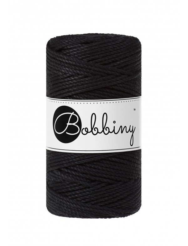 Black Makramee-Schnur 3ply 3 mm 100m Bobbiny