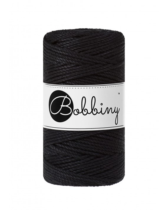 Black Makramee-Schnur 3ply 3 mm 100m Bobbiny