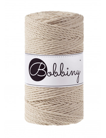 Beige 3ply macrame cotton rope 3mm 100m Bobbiny