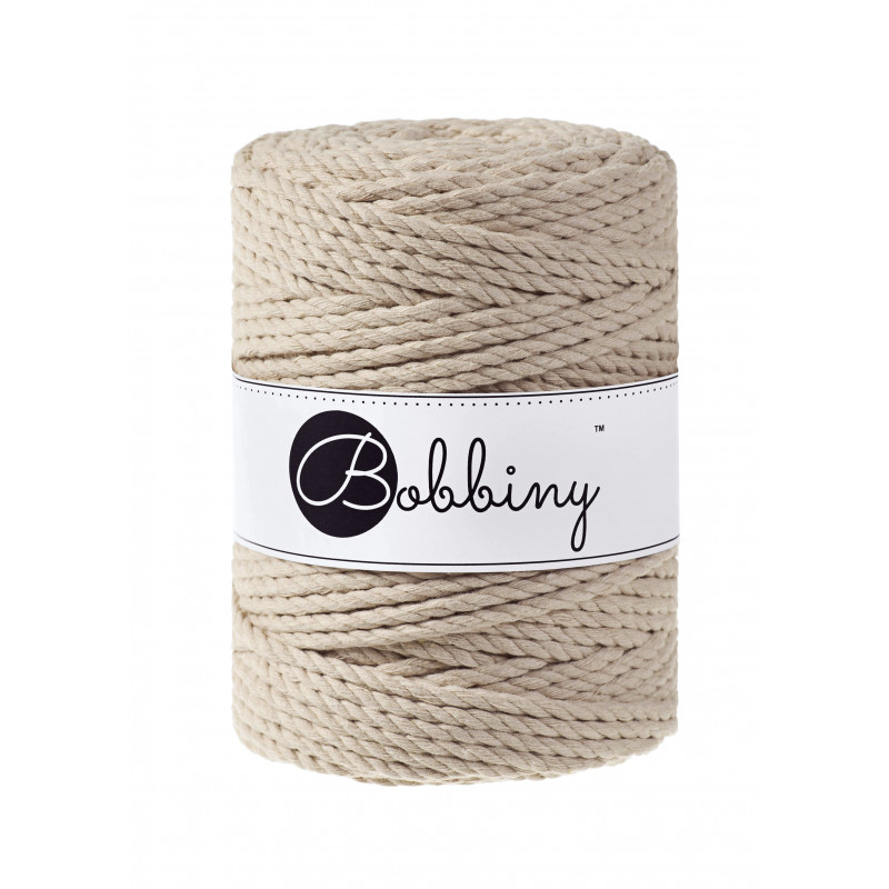 Beige Makramee-Schnur 3ply 3 mm 100m Bobbiny