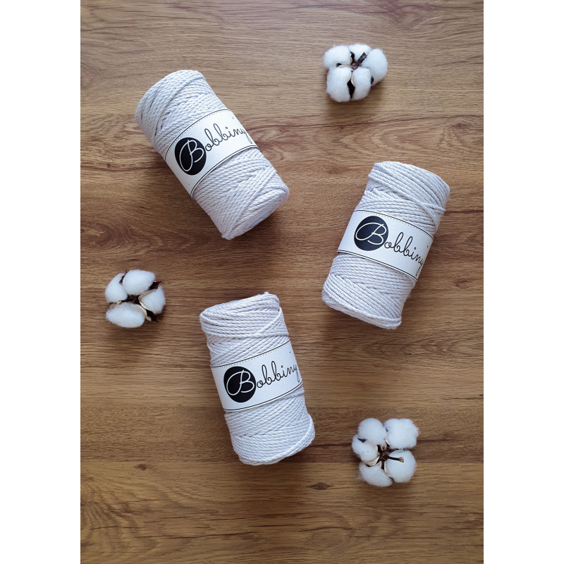 Moonlight 3ply macrame cotton rope 3mm 100m Bobbiny
