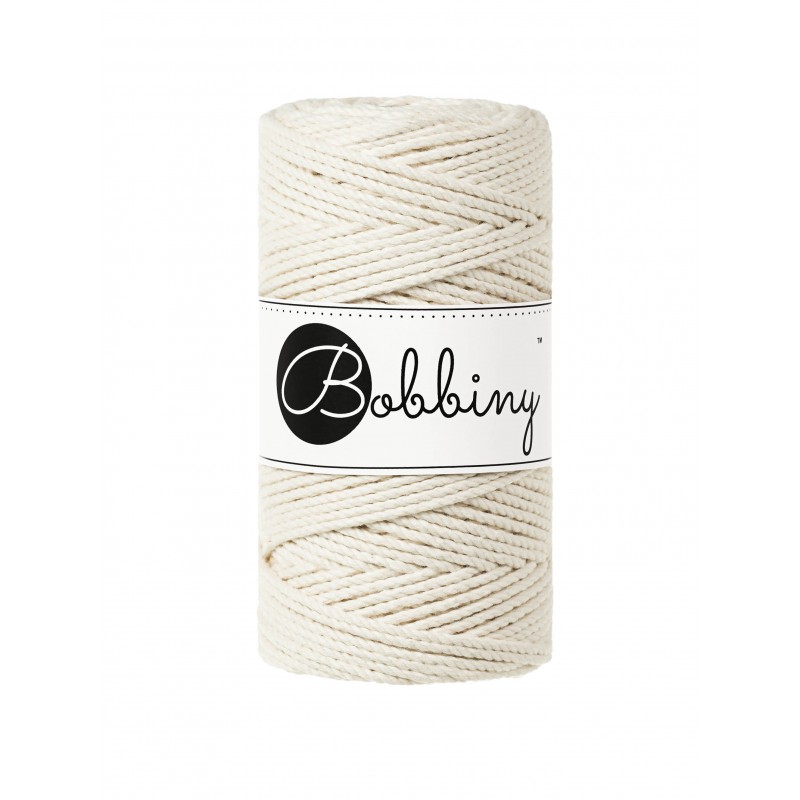 Natural 3ply macrame cotton rope 3mm 100m Bobbiny