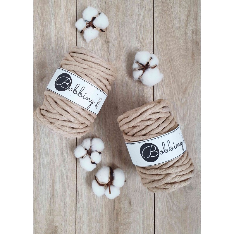 Sand Makramee-Kordel 9mm 30m Bobbiny