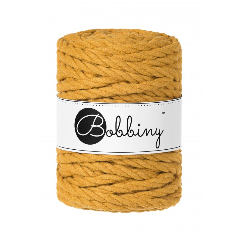 Mustard 3ply macrame cotton rope 9mm 30m Bobbiny