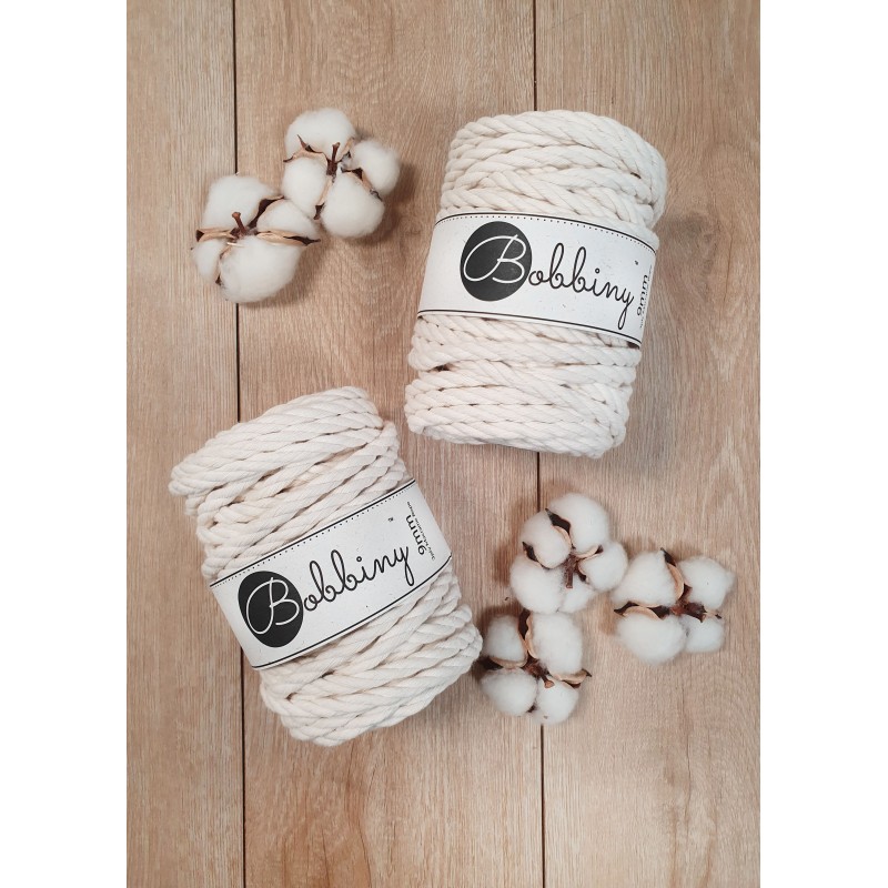 Natural | Corde torsadée 3ply  9mm 100m | Bobbiny
