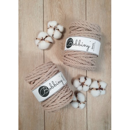 Piaskowy sznurek do makramy 3ply 9mm 30m Bobbiny