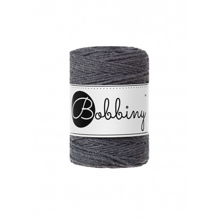 Charcoal makramee-kordel 3ply 1.5mm 100m | Bobbiny