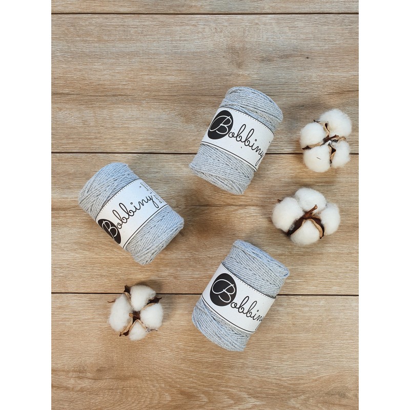 Jasny Szary sznurek do makamy 3ply 1.5mm 100m | Bobbiny