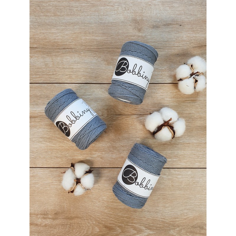 Steel macrame cotton rope 3ply 1.5mm 100m | Bobbiny
