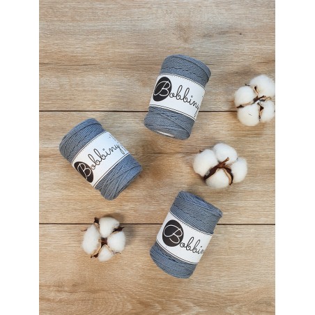 Steel macrame cotton rope 3ply 1.5mm 100m | Bobbiny