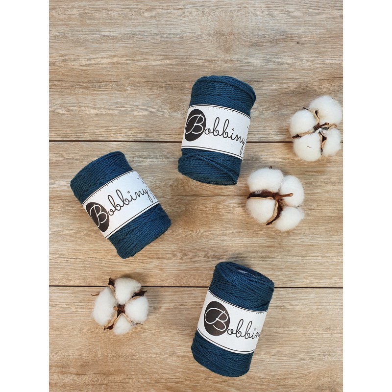 Peacock Blue macrame cotton rope 3ply 1.5mm 100m | Bobbiny