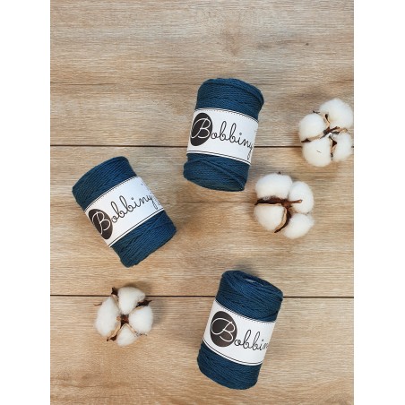 Peacock Blue macrame cotton rope 3ply 1.5mm 100m | Bobbiny
