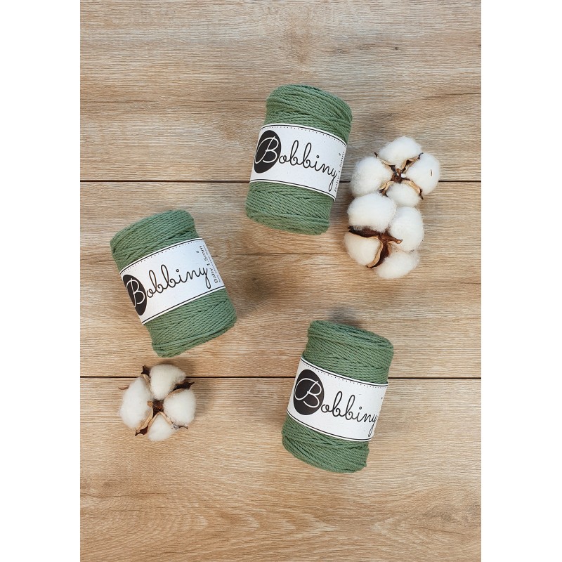 Eucalyptus Green makramee-kordel 3ply 1.5mm 100m | Bobbiny