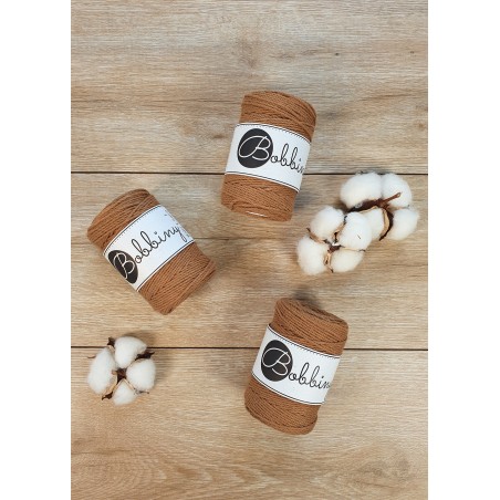 Caramel macrame cotton rope 3ply 1.5mm 100m | Bobbiny