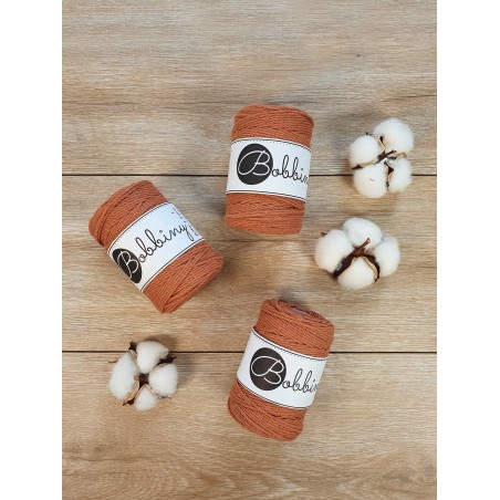 Terracotta macrame cotton rope 3ply 1.5mm 100m | Bobbiny