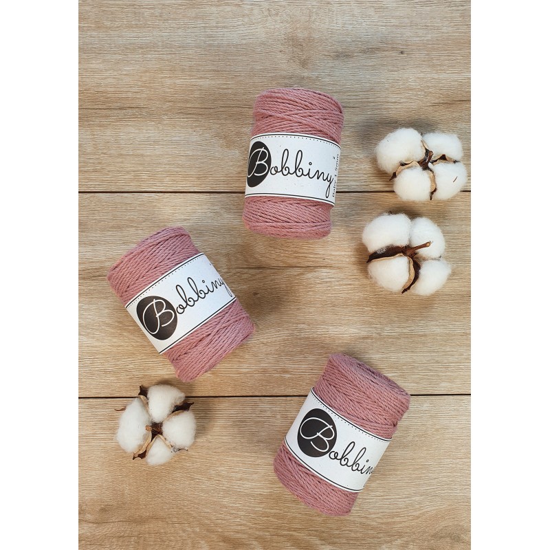 Blush macrame cotton rope 3ply 1.5mm 100m | Bobbiny