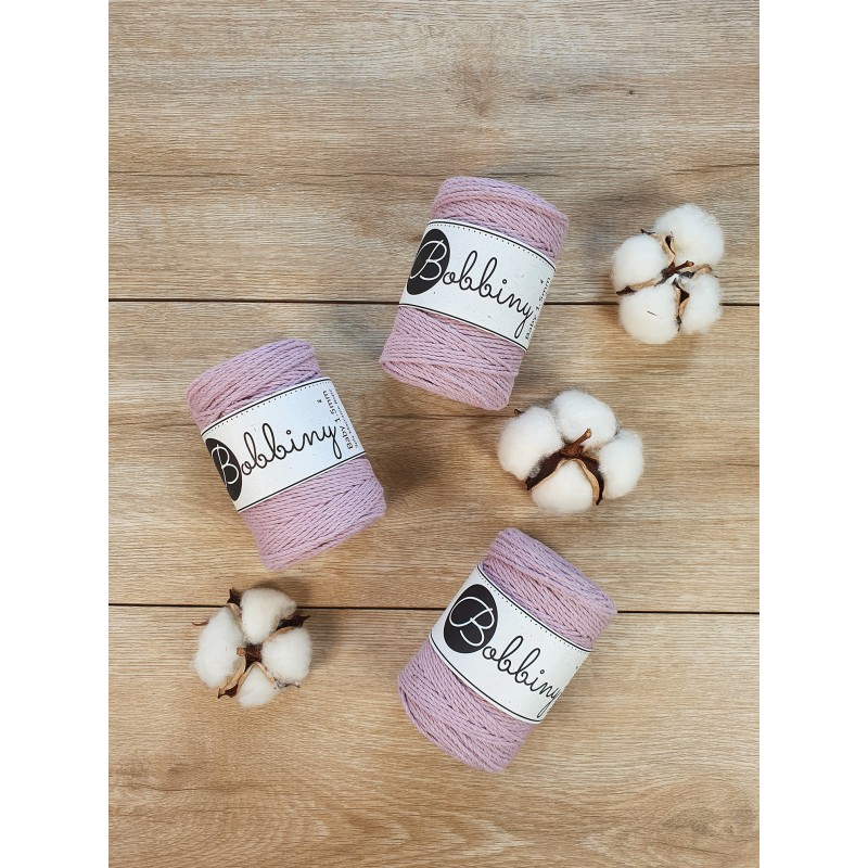 Dusty Pink makramee-kordel 3ply 1.5mm 100m | Bobbiny