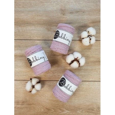 Dusty Pink makramee-kordel 3ply 1.5mm 100m | Bobbiny